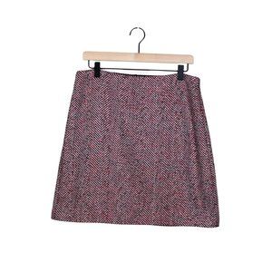 LOFT Red and Black Mini Skirt